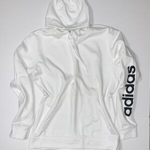 Adidas White Hoodie with Black Sleeve Logo